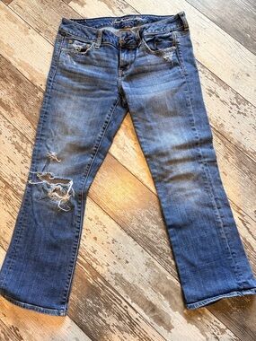 American Eagle Outfitters Distressed Blue Cropped Jeans